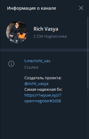 Телеграм канал Rich Vasya