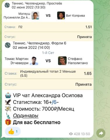Прогнозы с Telegram канала Батон ставок